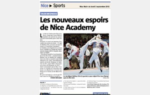 NICE MATIN : Les nouveaux espoirs du Nice Academy